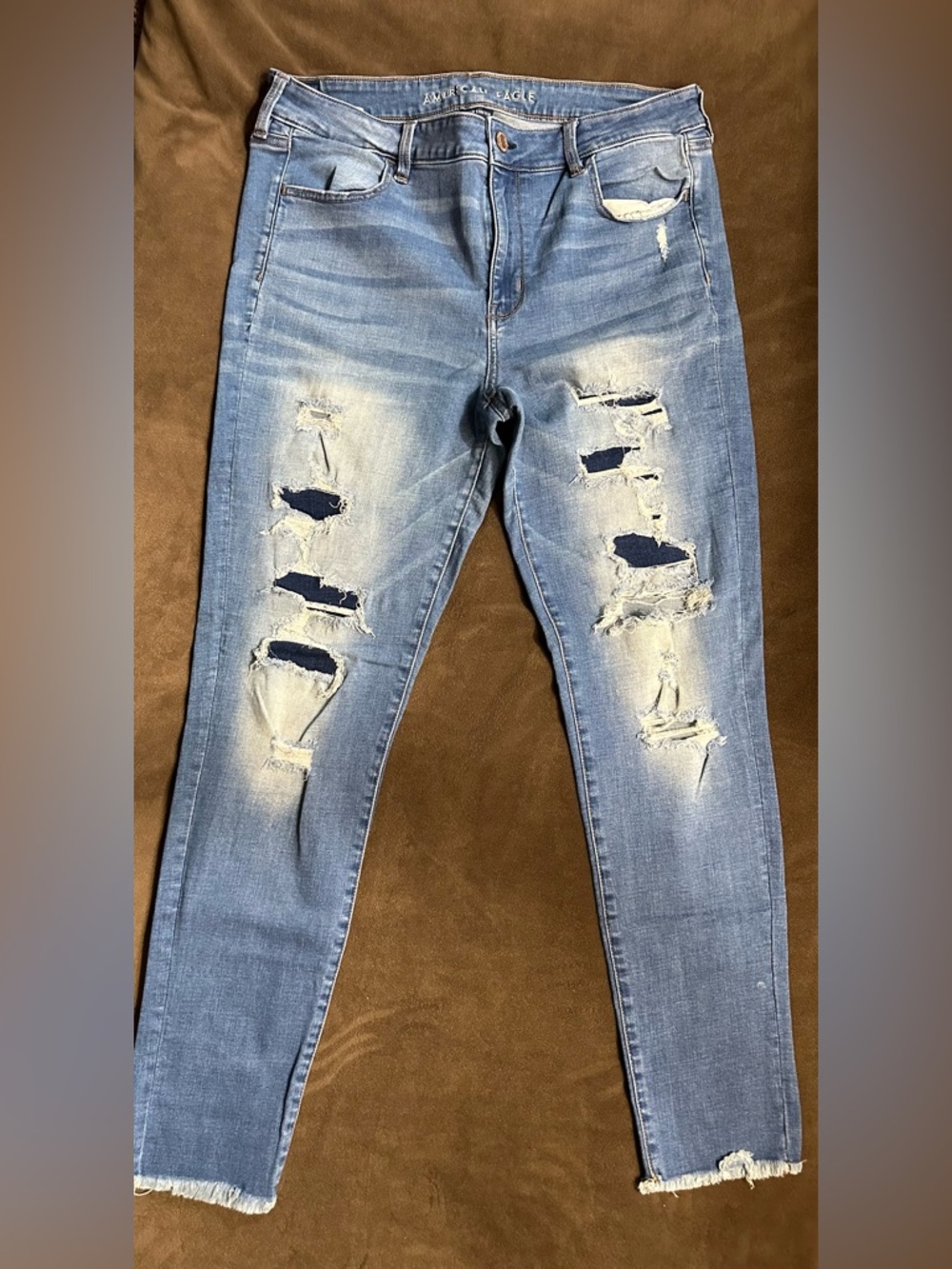 American Eagle Outfitters Light Blue Ripped Skinny Jeans